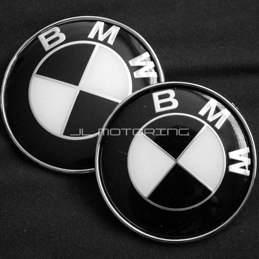 BMW Black White Hood Trunk Emblems